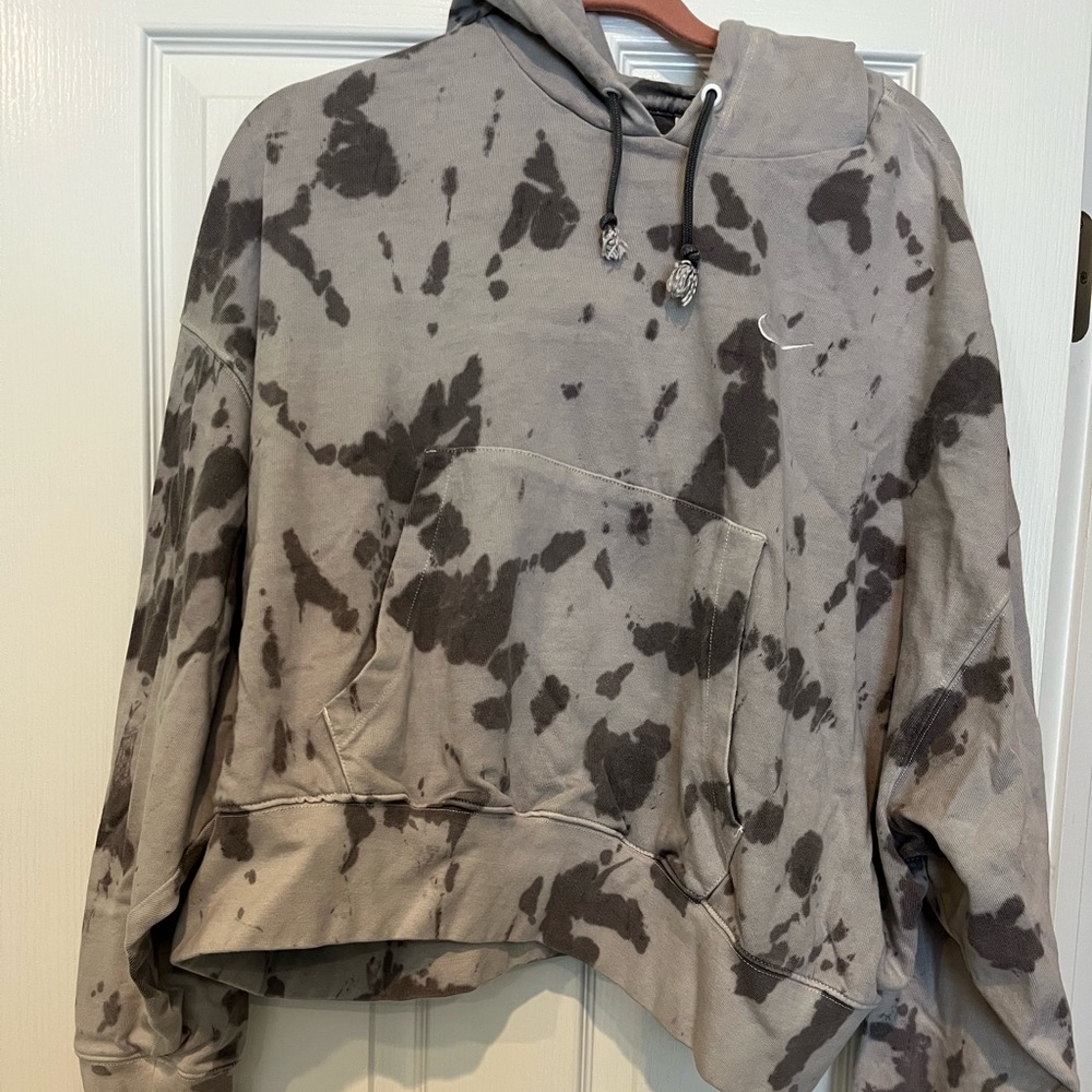 Nike cropped Gray and Black Tie-Dye Hoodie